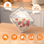 5 PCS Large Fruit Storage Containers for Fridge with Removable Colanders, Airtight Food Storage Containers with 5 Lids, 4 in 1 Produce Containers Keep Berry Fruits Vegetable Food Meat Fresh Longer