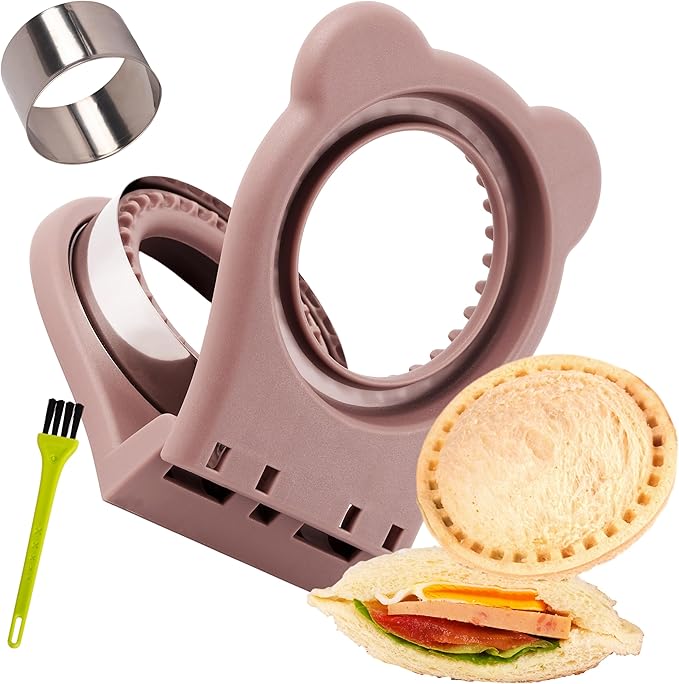 Uncrustables Sandwich Maker Sealer Cutter, Crustless Sandwich Cutter, PB&J Uncrustable Maker - Color Brown, Round Shape