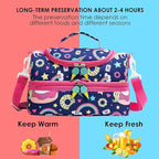 Insulated Kids Dual Compartment Lunch Bags Tote for Girls Boys Lunch Boxes Pre-School Toddler Kindergarten Picnic Camp Food Cooler Thermal with Strap