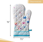 Maison d' Hermine Oven Gloves 100% Cotton Oven Mitt 7" x 13" with Loop Heat Resistant, BBQ, Cooking Gloves, Baking, Grilling, Kitchen, Handling Hot Pans Spring/Summer (Pack of 1, Flower in The Field)