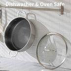 DELARLO Tri-Ply Stainless Steel 7QT Saute Pan With Lid Nonstick, 12 Inch Deep Frying Pan, Large Skillet, Cooker Pan,Dishwasher & Oven Safe