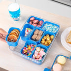 Divided Snack Serving Tray with Lid and Handle Travel Snackle Charcuterie Container Portable Storage Organizer for Candy, Fruits, Nuts, Snacks, Party, Picnic (1pack, Cerulean)