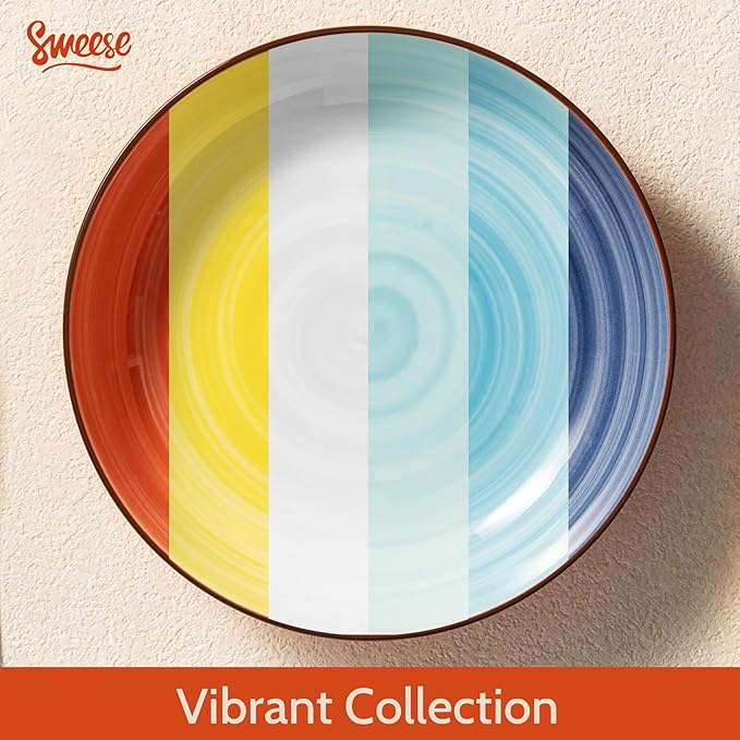 Sweese 6-Pack Ceramic Pasta Bowls, Multicolor Extra Large 30.0 Fl Oz, High-Grade Durable Professional Quality