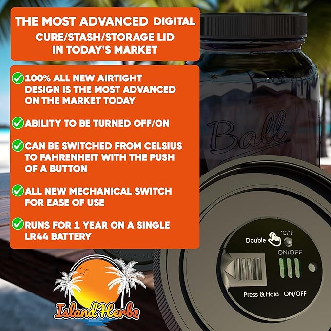 Intermediate Cure Kit Fits All Wide Mouth Mason Jars: 8 Airtight Digital Cure Lids, 8-8 Gram Organic 2 Way Humidity Controllers 1 Scoop Card 1 White Erase Marker 1 Slap-On (8-Pack)