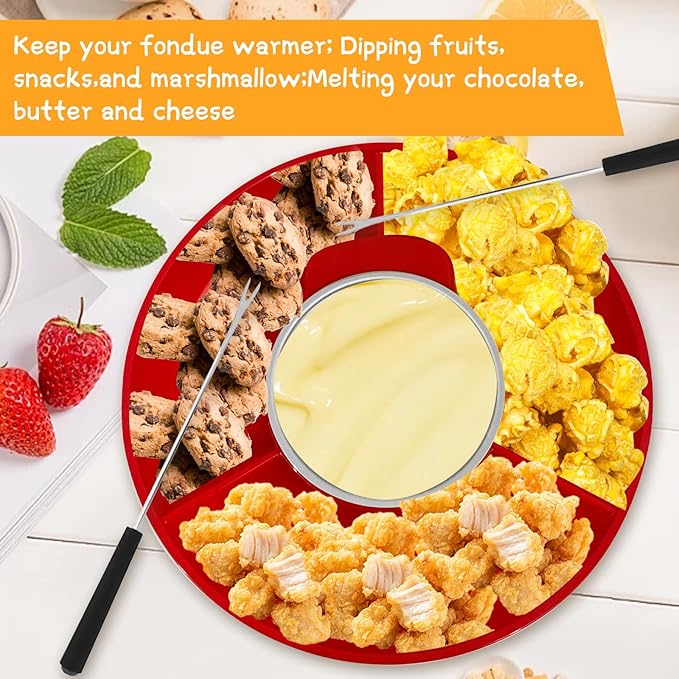 Fondue Pot Electric Set for Chocolate and Nacho Cheese, Chocolate Fondue Kit with Dipping Forks, Temperature Control, 9-ounce Detachable Bowl, Gift Set Date Night Idea Movie Night Game Night Gift Set