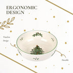 Spode Christmas Tree Individual Fruit Bowl - 7 Inch Porcelain Oatmeal, Salad, Soup, Cereal, Breakfast, Dessert Bowl - Durable, Stackable, Microwave & Dishwasher Safe - Decorative Holiday Design
