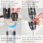 AUNMAS Portable Coffee Machine Travel, Car Espresso Maker Handheld Coffee Maker Manually Operated for Camping Hiking Electric Espresso Machine Compatible for Capsules