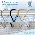 12 Decorative Metal Shower Curtain Hooks, S-Shaped Hooks with Anti-Fall System, Rust-Proof Shower Rings with Safety Buckle, Fits Rods Up to 1-Inch Diameter (S, Gold)