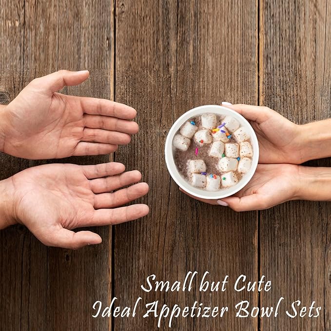 Wheat Straw Snack Bowls 10oz Set of 8 - Unbreakable Dessert Bowl for Kids - Small White Bowls for Ice Cream,Snack and Fruits - Microwave & Dishwasher Safe Mini Appetizer Bowl Sets - White