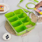 Divided Snack Serving Tray with Lid and Handle Travel Snackle Charcuterie Container Portable Storage Organizer for Candy, Fruits, Nuts, Snacks, Party, Picnic (1pack, Green)
