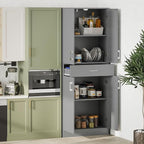HOMCOM 71" Kitchen Pantry Cabinet with Drawer and Adjustable Shelf, Freestanding Tall Storage Cabinet with 2 Double Door Cupboards, Gray