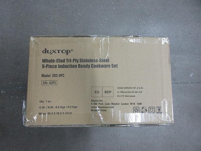 Duxtop Whole-Clad Tri-Ply Stainless Steel Induction Cookware Set, 9PC Kitchen Pots and Pans Set
