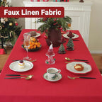 Laolitou Table Cloth Rectangle Linen Waterproof Textured Red Tablecloth, Washable Wrinkle Free Spill Proof Fabric Tablecloths for Dining Table Farmhouse Kitchen Holiday, 60x104 Inch