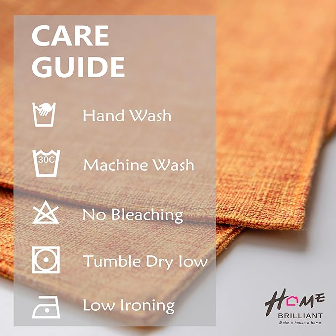 Home Brilliant Cloth Placemats Set of 8 Heat Resistant Dining Table Place Mats for Fall Kitchen Table Dinner Party Decorations, 13 x 19 inches, Orange