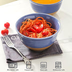 Hasense Large Soup Bowls, 7 Inch Ceramic Salad Serving Bowls, 40 oz Pasta Bowls Set of 4, Cereal Pho Ramen Noodle Popcorn Bowls for Kitchen, Dishwasher Microwave Safe, Purple