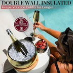 Gusto Nostro 4.1L Insulated Ice Bucket with Lid and Tongs, Double Wall Stainless Steel Ice Bucket Large, BPA Free Ice Bucket for Cocktail Bar, Keeps Champagne, Wine, Beer Chill for Parties (Gold)