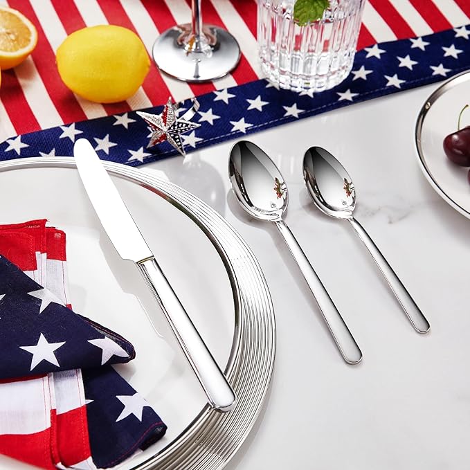 KEAWELL Premium Lucent Silverware Set, 20-Piece Mirror-Polished 18/10 Stainless Steel Flatware, Dishwasher Safe for Refined Dining and Entertaining (20, Silver)