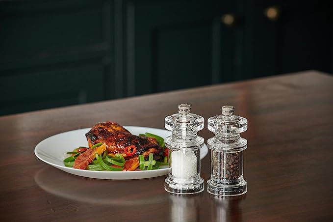 Cole & Mason 605 Refillable Spice Mill - Kitchen & Home Accessory - Table Salt Grinder - Salt Included - Acrylic - Salt Mill 4.5"