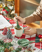 Christmas Tree Coffee Spoons, Ceramic Teaspoons, Small Spoons for Espresso, Dessert, Tea, Stirring, Dishwasher & Microwave Safe, Green, Set of 6