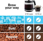 Hamilton Beach 2-Way 12 Cup Programmable Drip Hot and Iced Coffee Maker & Single Serve Coffee Machine, Glass Carafe, Auto Pause and Pour, Black (47500J)