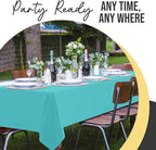 Exquisite 66% Thicker Premium Plastic Table Cloth Rectangle Table Cover 0.5 Mil 12 Pack Aqua Table Cloth 54 Inch x 108 Inch Disposable Tablecloth Won't Tear Easily Like Cheap Thin Brands