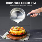 1 Quart Stainless Steel Saucepan with Lid, 6 Inch Hybrid Nonstick Sauce Pan,Small Cooking Pots,PFAS PFOA PTFE Free,Stay-Cool Handle, Dishwasher-Friendly, Oven-Safe,Compatible with All Cooktops