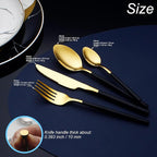 24 Piece Silverware Set For 6 Gold & Matte Black Handle Heavy duty 18/10 Stainless Steel Flatware Set Modern Design Knife/Fork/Spoon Mirror Polished Dishwasher Safe Cutlery Set with Gifts