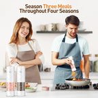 Electric Salt and Pepper Grinder Set, Rechargeable Automatic Pepper Mill Grinder with LED Light, Adjustable Coarseness shakers, One-Hand Operation for Kitchen(2 Pack, Upgrade White+White)