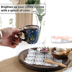 Espresso Cups Set of 2 | 4 oz Small Espresso Cups | Turkish Tea Cups | Demitasse Mugs with Handle | Modern Stackable Ceramic Espresso Mugs Set (Green/Blue)