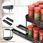 Pull Out Spice Rack Organizer for Cabinet, 2 Pack Widen Slide Out Spice Racks Organizer, Spice Cabinet Organizers, Cabinet Size Need:12'' Highx11'' Deepx6.75'' Wide,Hold 15 Spice Jar Each Tier-2Tier