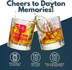Greenline Goods – University of Dayton Flyers College Whiskey Glasses (Set of 2), 10 oz – Full-Color Logo + Campus Map