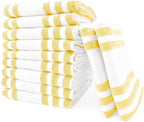 Realm 15" x 25" 100% Cotton Classic Kitchen Dish Towel (12 Pack) | Cuisine Stripe Ochri Yellow | Super Absorbent Machine Washable Tea Towels with Hanging Loop