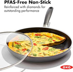 OXO 12” Non-Stick Every Day Frying Pan with Lid, BPA-Free Comfort Grip Silicone Handle, Dishwasher & Oven Safe, PFAS-Free Ceramic Skillet, Black