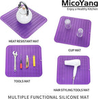 Silicone Dish Drying Mat for Multiple Usage,Easy clean,Eco-friendly,Heat-resistant Silicone Mat for Kitchen Counter or Sink,Refrigerator or Drawer Liner Purple 2XL 24 inches x 18 inches