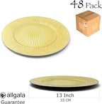 allgala 13-Inch 48-Pack Case Lot Heavy Quality Round Charger Plates-Hammered Gold-HD80371