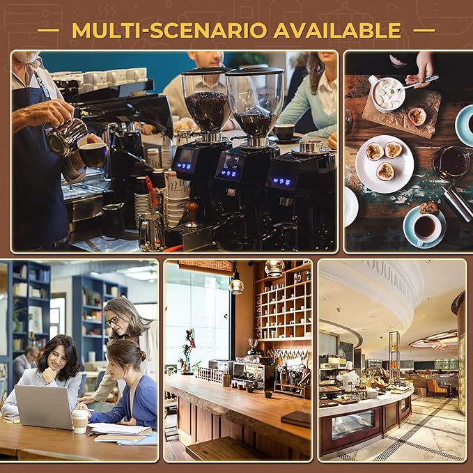 Electric Coffee Grinder with Flat Burr, 19 Settings & Digital Timer Display, Commercial Espresso Coffee Grinder with Large 35 oz Hopper, White