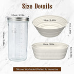 Sourdough Starter Kit with Jar – Complete Sourdough Bread Baking Supplies for Beginners, Includes 2 Silicone Proofing Baskets Baking Mat Sour Dough Kit - White