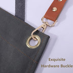 AFUN Chef Aprons for Women Men with Large Pockets, Cotton Canvas Cross Back Water Repellent Work Apron, Size M to XXL (Grey)