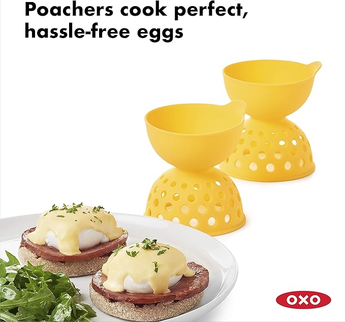 OXO Good Grips 2 Piece Silicone Egg Poaching Set, One Size, Yellow