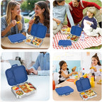 Stainless Steel Bento Lunch Box for Kids | 3-Compartment Lunch Box Container Kids | 100% Leakproof, Dishwasher-Safe, Eco-Friendly, Perfect Portion Control for Kids&Adult Healthy Meals (Blue)