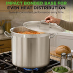 Nutrichef Stainless Steel Cookware Stockpot, 40 Quart Heavy Duty Induction Soup Pot With Stainless Steel Lid And Strong Riveted Handles, Even Heat Distribution, Compatible With Most Cooktops