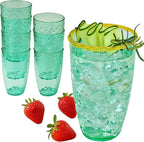 Kate Aspen Hammered Teal Plastic Drinking Glasses Set of 8, 23 oz, Acrylic Glasses Drinkware, Tumblers & Water Glasses for Patio, Iced Tea, Smoothies, BPA-Free Plastic Cups Reusable