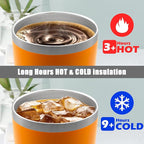 20 oz Tumbler Coffee Tavel Tumblers Bulk with Lid Stainless Steel Double Wall Vacuum Insulated Mug Powder Coated Cups fit Car Cupholder for Hot and Cold - Orange, 4Pack
