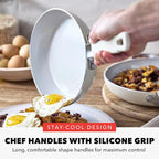 GreenPan x Bobby Flay 13 Piece Nonstick Cookware Pots and Pans Set, PFAS-Free Diamond Ceramic, Induction Suitable, Easy Clean Dishwasher & Oven Safe, Stay-Cool Silicone Handles, Glass Lids, Cream