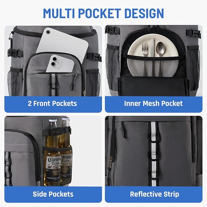 Cooler Backpack, Lightweight and Large Capacity Soft Backpack Cooler, Leak Proof Cooler Bag for Men Women