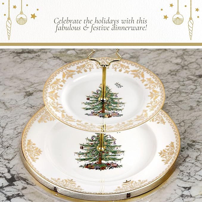 Christmas Tree Gold Cake Stand