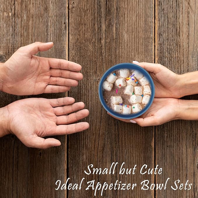 wheat straw dessert bowls 10oz set of 8 - Unbreakable snack Bowls Dishwasher Safe - Handy Bowls for Ice Cream,Yogurt and Fruits. Blue