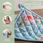 Maison d' Hermine Pot Holders Set 100% Cotton Heat Resistant Potholders 8" x 8" Hot Pads with Loop BBQ, Cooking, Baking, Grilling, Kitchen, Handling Hot Pans Spring/Summer (Pack of 2, Ibiza)