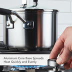 KitchenAid Induction Saucepan with Lid, 3 Quart, Brushed Stainless Steel