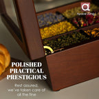 Tea Box - Luxury Wooden Tea Bag Organizer from The Apace Premier Collection - 6 Compartment Tea Storage Chest Container - Elegantly Handmade w/Scratch Resistant Window